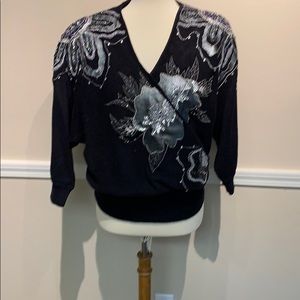 Vintage 1987 sequined black sweater | Size M |